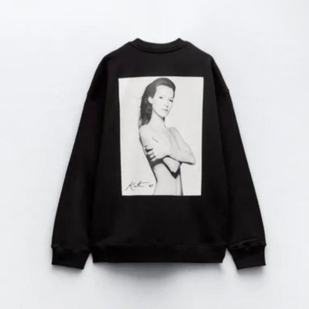 Zara Black Crew Neck Sweater with  Kate moss